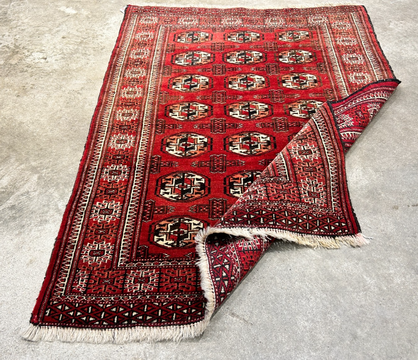 3'x4'2" Hand-Knotted 100% Wool Pile Turkaman Bokhara Rug