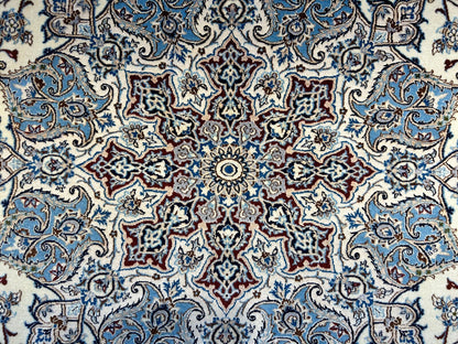 6'9"x10'7" Extremely Fine Hand-Knotted Wool & Silk Blend Naine Carpet - Area Rug