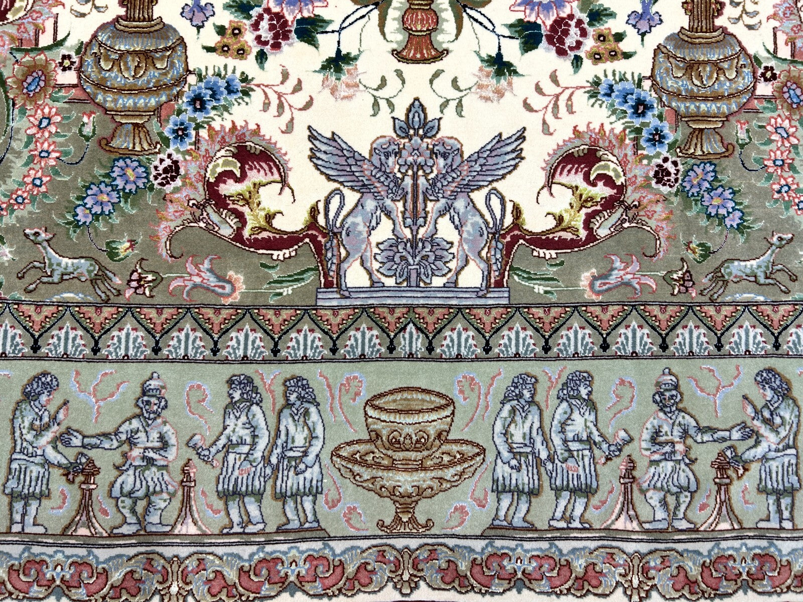 6'6"x10'2" Extra-Fine Hand-Knotted Wool & Silk Blend Tabrize Carpet - Area Rug