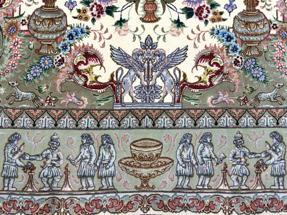 6'6"x10'2" Extra-Fine Hand-Knotted Wool & Silk Blend Tabrize Carpet - Area Rug