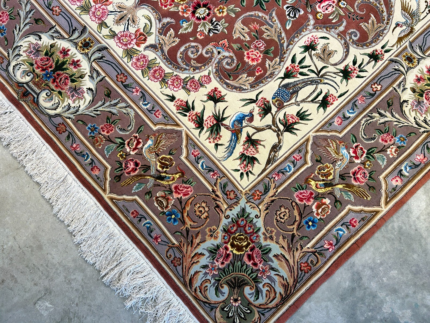 6'9"x9'10" Extra-Fine Hand-Knotted Wool & Silk Blend Tabrize Carpet - Area Rug