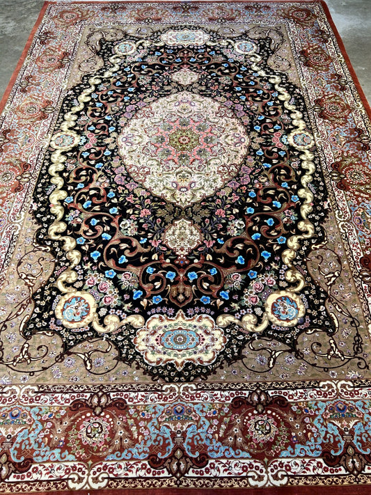 6'6"x9'6" Exquisite Extra-Fine Hand-Knotted 100% Silk Qume Carpet - Area Rug