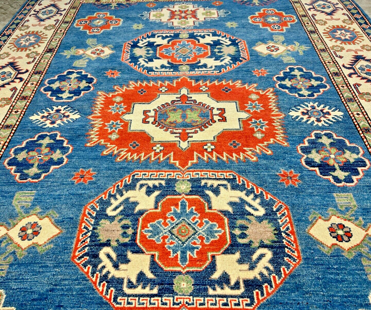 6'x8'8" Hand-Knotted 100% Wool Carpet - Fine Kazak Area Rug
