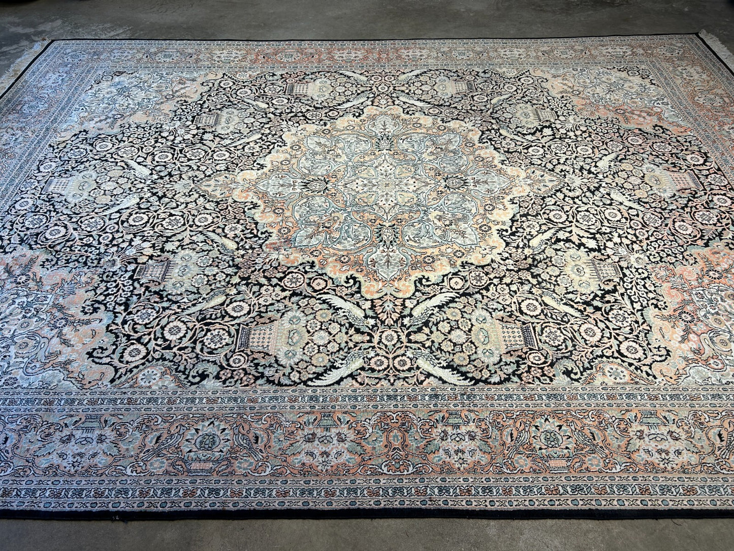 9'x12'6" Hand-Knotted 100%  Kashmiri Silk Pile Area Rug