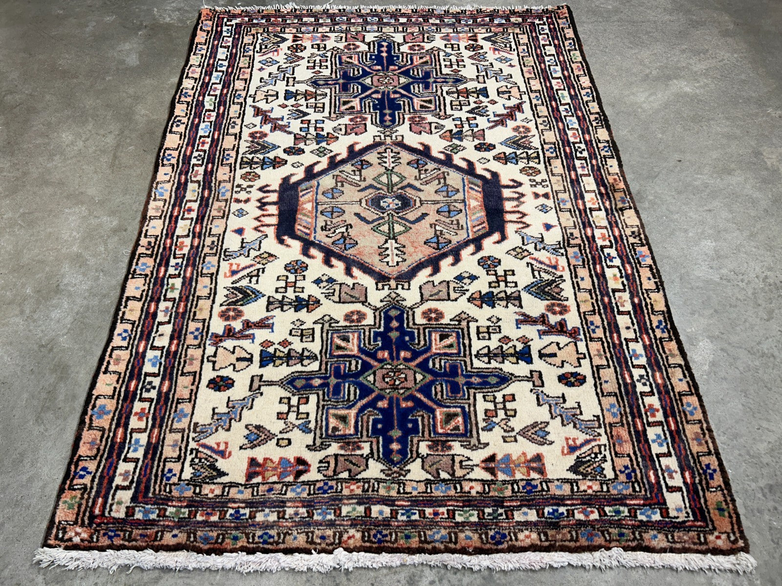 3'8"x5'2" Hand-Knotted 100% Wool Pile Karaja Area Rug - Carpet