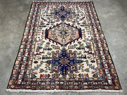 3'8"x5'2" Hand-Knotted 100% Wool Pile Karaja Area Rug - Carpet