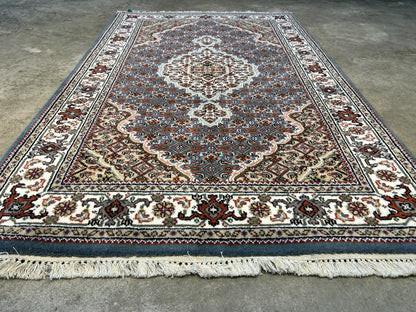3'1"x4'10" Hand-Knotted Wool & Silk Pile Tabrize Mahi Rug