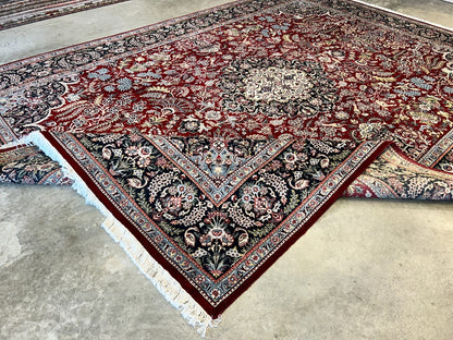 9'1"x12'4" Hand-Knotted 100% Wool Pile Oriental Rug