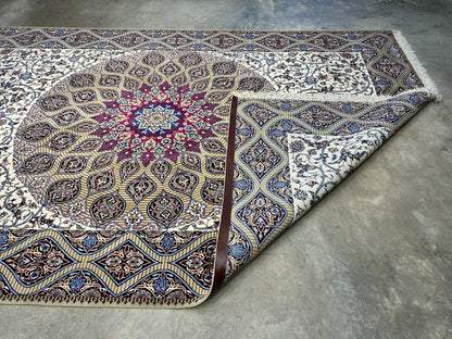 6'6"x10' Extra Fine Hand-Knotted Wool & Silk Isfahane Rug