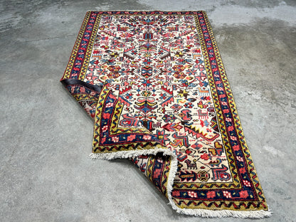 3'2"x5' Antique Hand-Knotted 100% Wool Pile Herize Bakhshayesh Rug