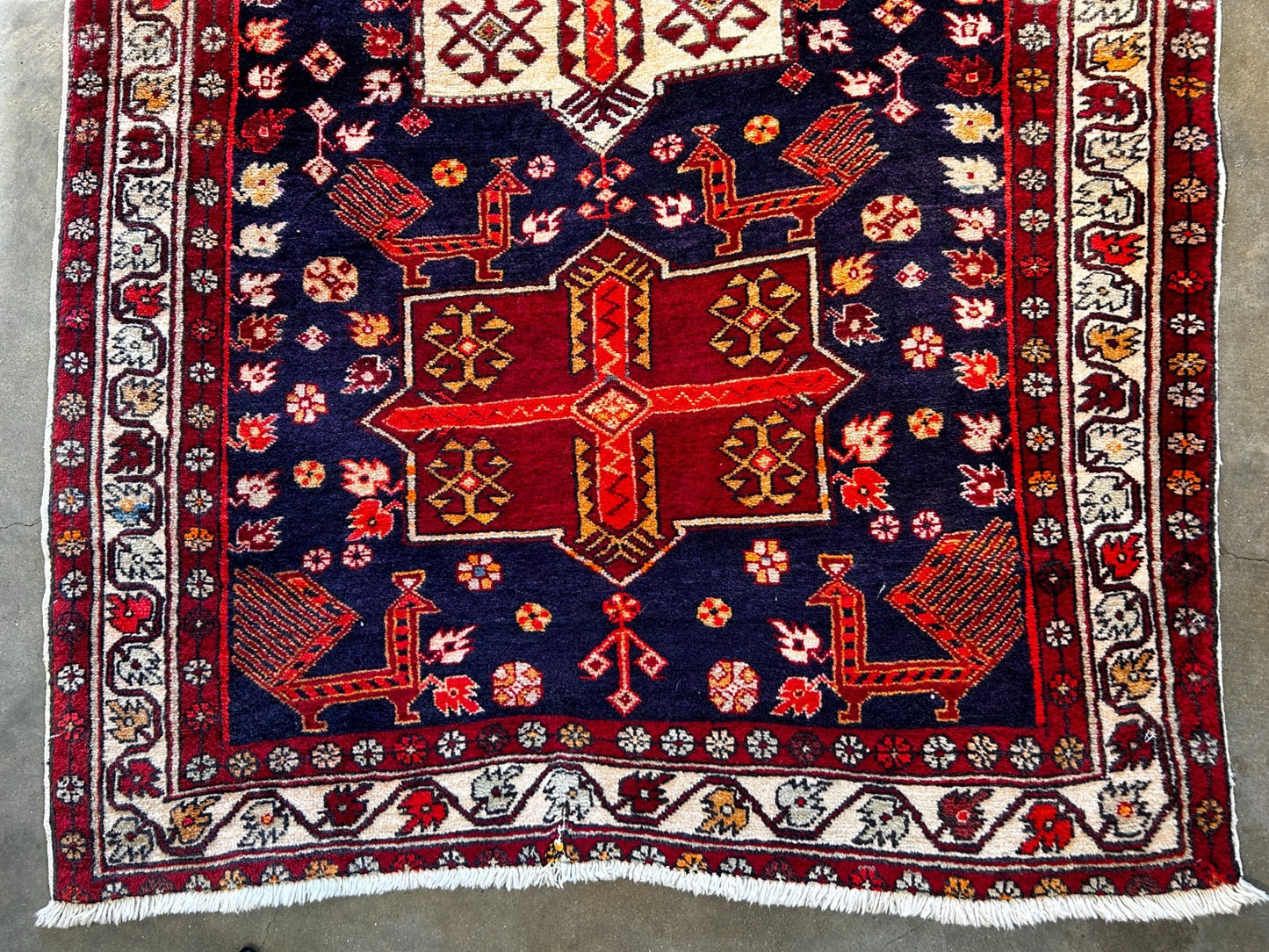 3'7" x 10'7'' Hand-Knotted 100% Lamb Wool Pile Goravane Area Rug