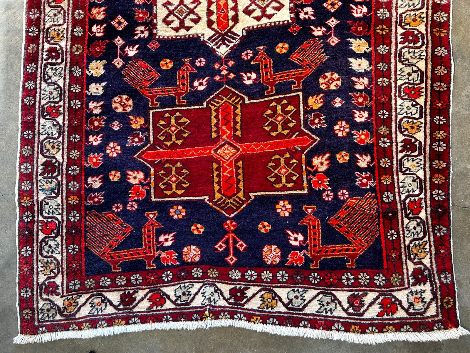 3'7" x 10'7'' Hand-Knotted 100% Lamb Wool Pile Goravane Area Rug