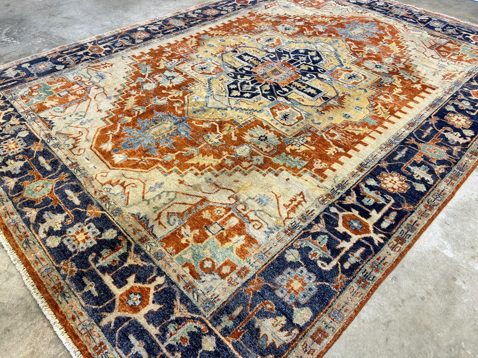 9'x12' Hand-Knotted 100% Lamb Wool Serapie Design Carpet - Area Rug
