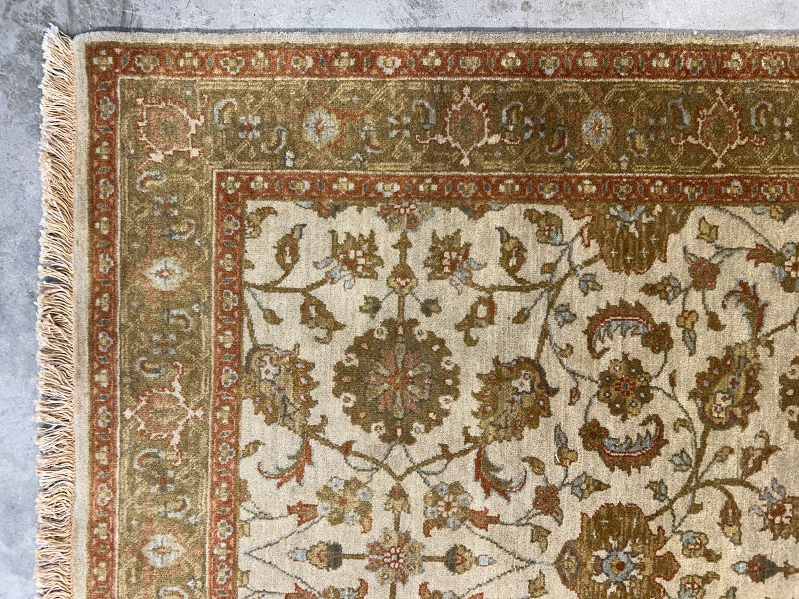 4'2"x6' Fine Hand-Knotted 100% Wool Pile All-Over Area Rug - Carpet