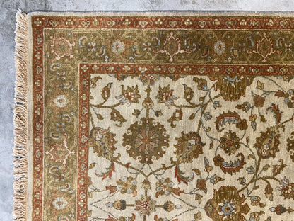 4'2"x6' Fine Hand-Knotted 100% Wool Pile All-Over Area Rug - Carpet