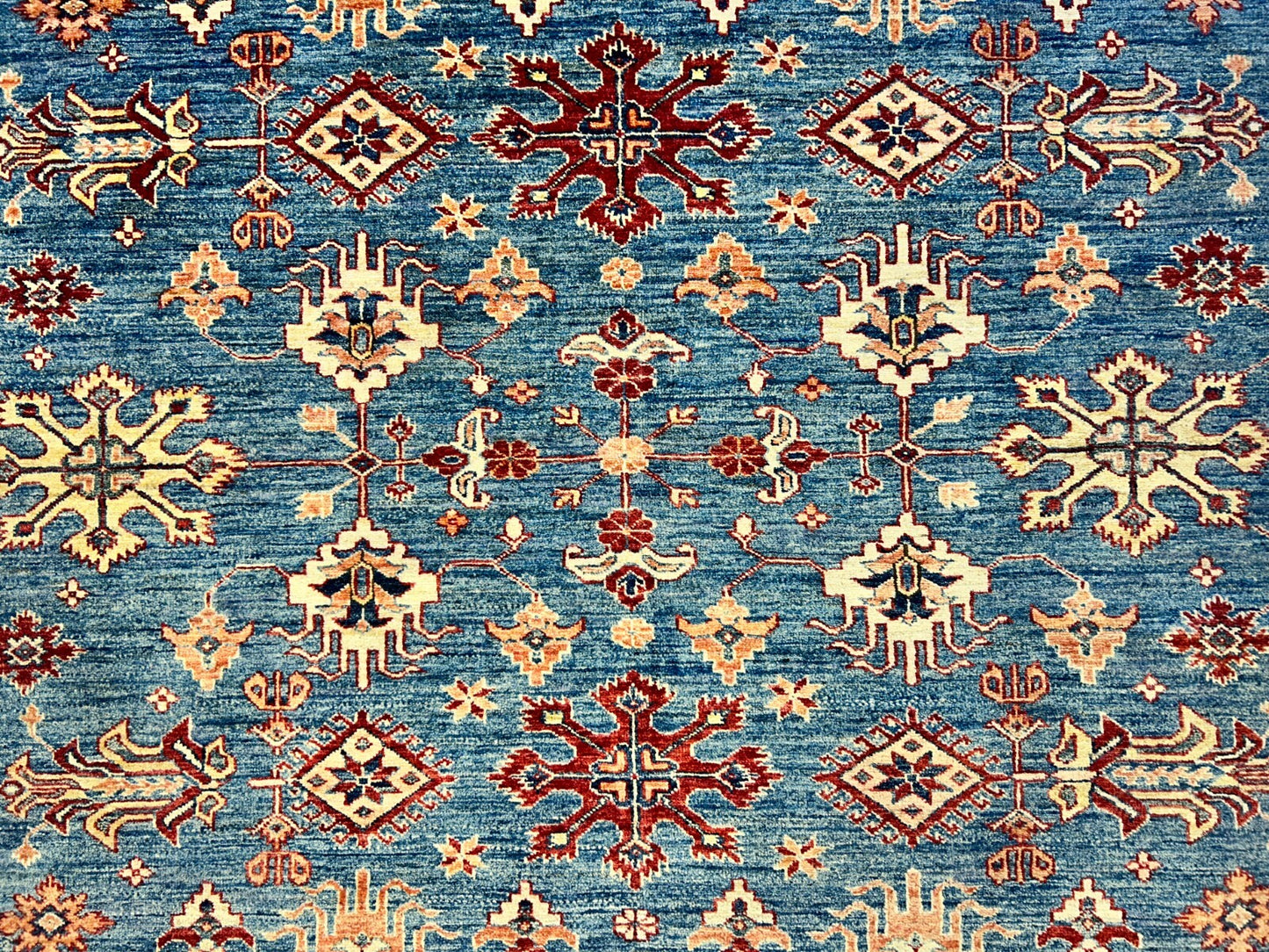 9'6"x11'7" Hand-Knotted 100% Wool Pile Kazak Design Carpet - Area Rug