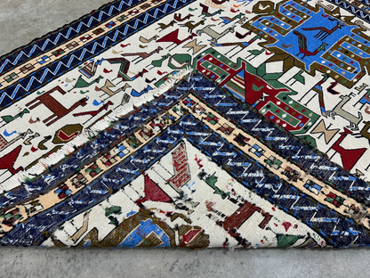 4'x4'10" Needle Punched 100% Wool Soumak Area Rug - Carpet