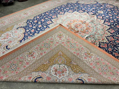 9'11"x13'6" Exquisite Signed Hand-Knotted 100% Silk Qume Rug