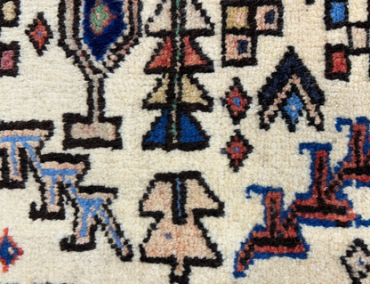 3'8"x5'2" Hand-Knotted 100% Wool Pile Karaja Area Rug - Carpet