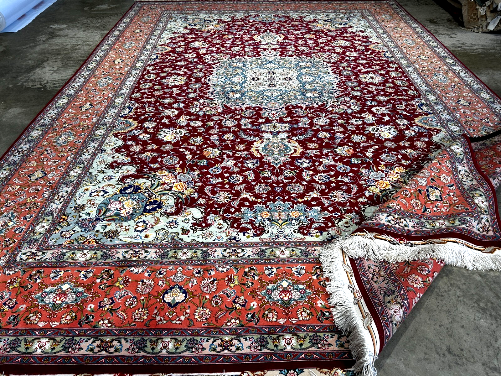 8'x11'7" Extra-Fine 70 Line Silk Foundation Hand-Knotted Wool & Silk Tabrize Rug
