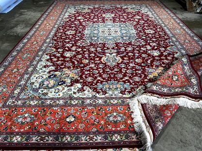 8'x11'7" Extra-Fine 70 Line Silk Foundation Hand-Knotted Wool & Silk Tabrize Rug