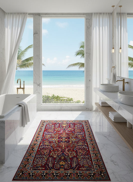 3'4"x5'1" Antique Hand-Knotted Wool Sarouk Area Rug