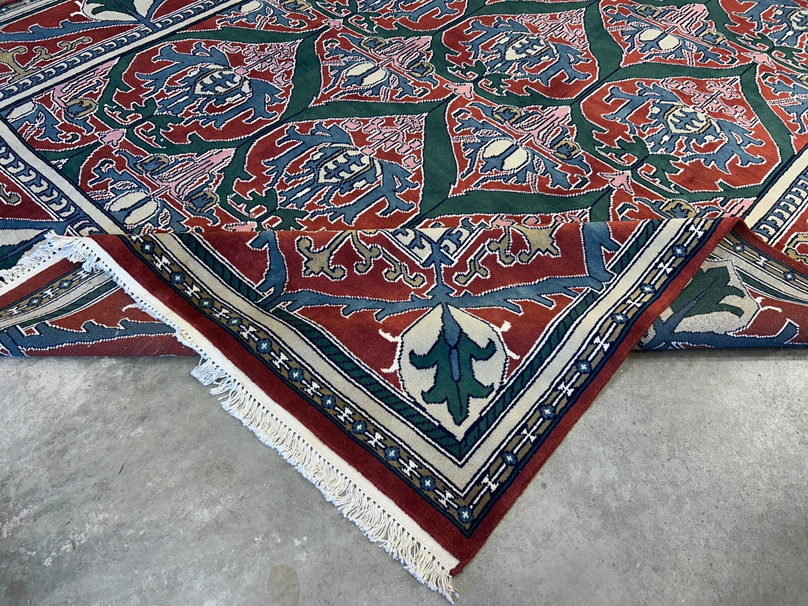 9'x12' Hand-Knotted 100%  Wool Pile All-Over Area Rug