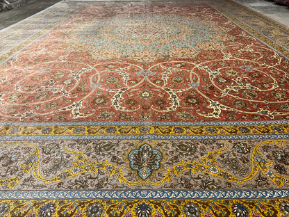 9'9"x13'4" Exquisite Signed Hand-Knotted 100% Silk Qume Rug