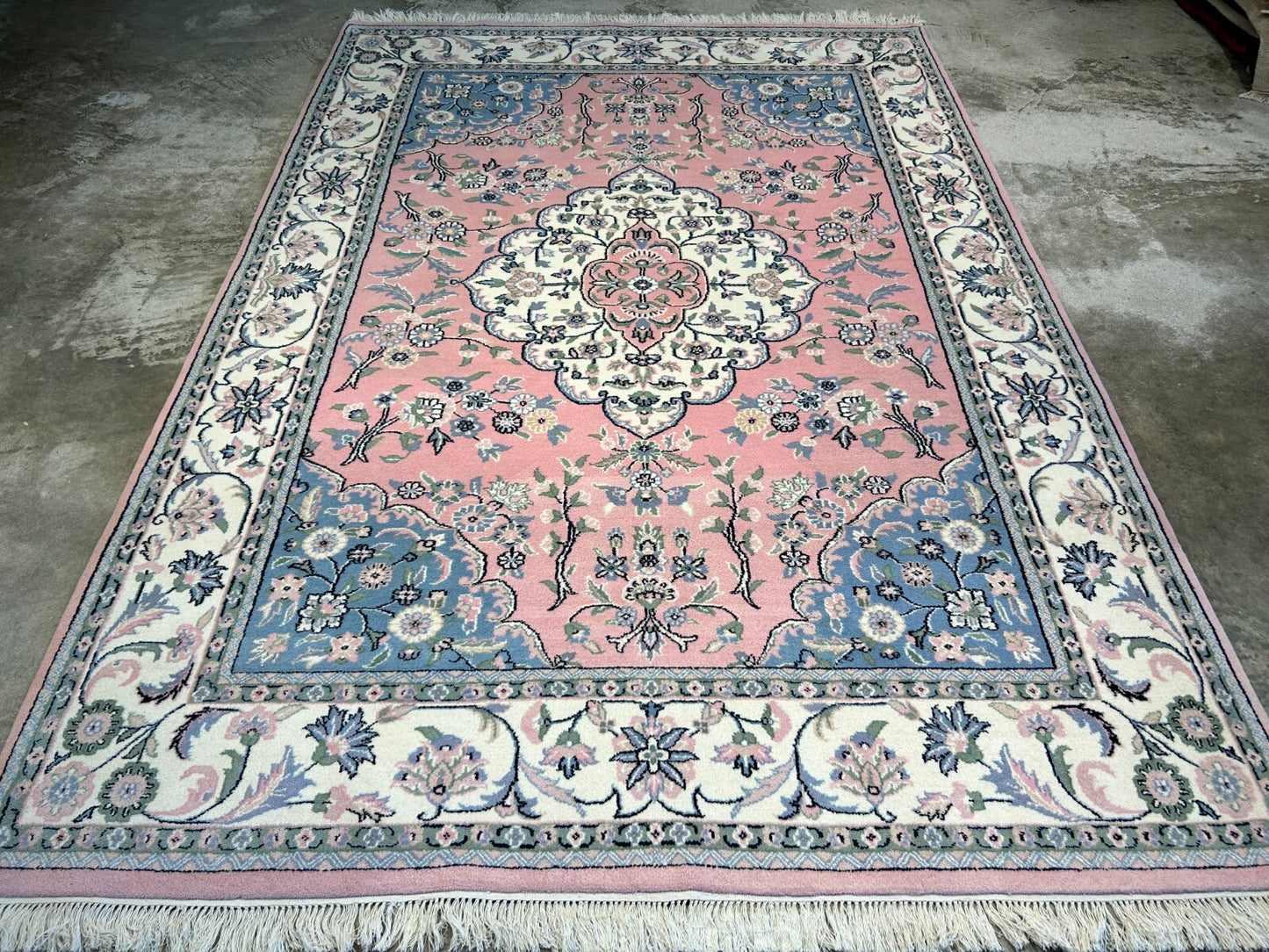 6'2"x8'10" Hand-Knotted 100% Wool Pile Tabrize Design Carpet - Area Rug