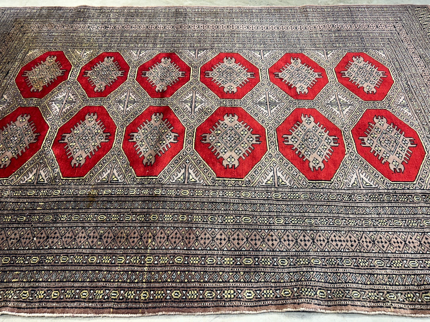 4'2"x6'4" Hand-Knotted 100% Wool Pile Bokhara Area Rug - Carpet
