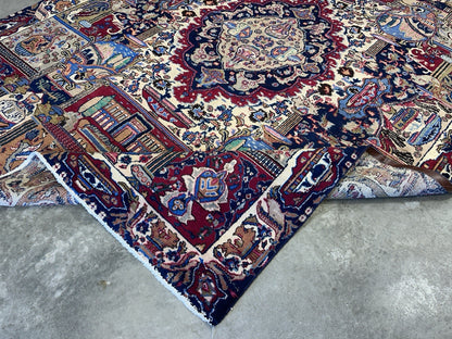 8’2”x11’2” Antique Hand-Knotted 100% Wool Pile Tabrize Area Rug - Carpet