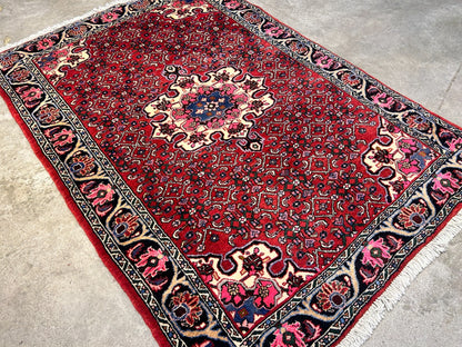 3'7"x5'3" Hand-Knotted 100% Wool Pile Persiane Tribal Bijare Rug