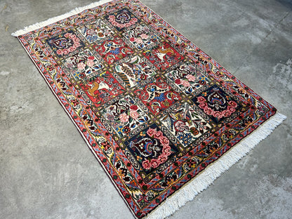 3'5"x5'2" Hand-Knotted 100% Lamb Wool Bakhtiarie Carpet - Area Rug