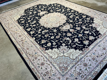 9'x12' Hand-Knotted Wool & Silk Blend Oriental Rug