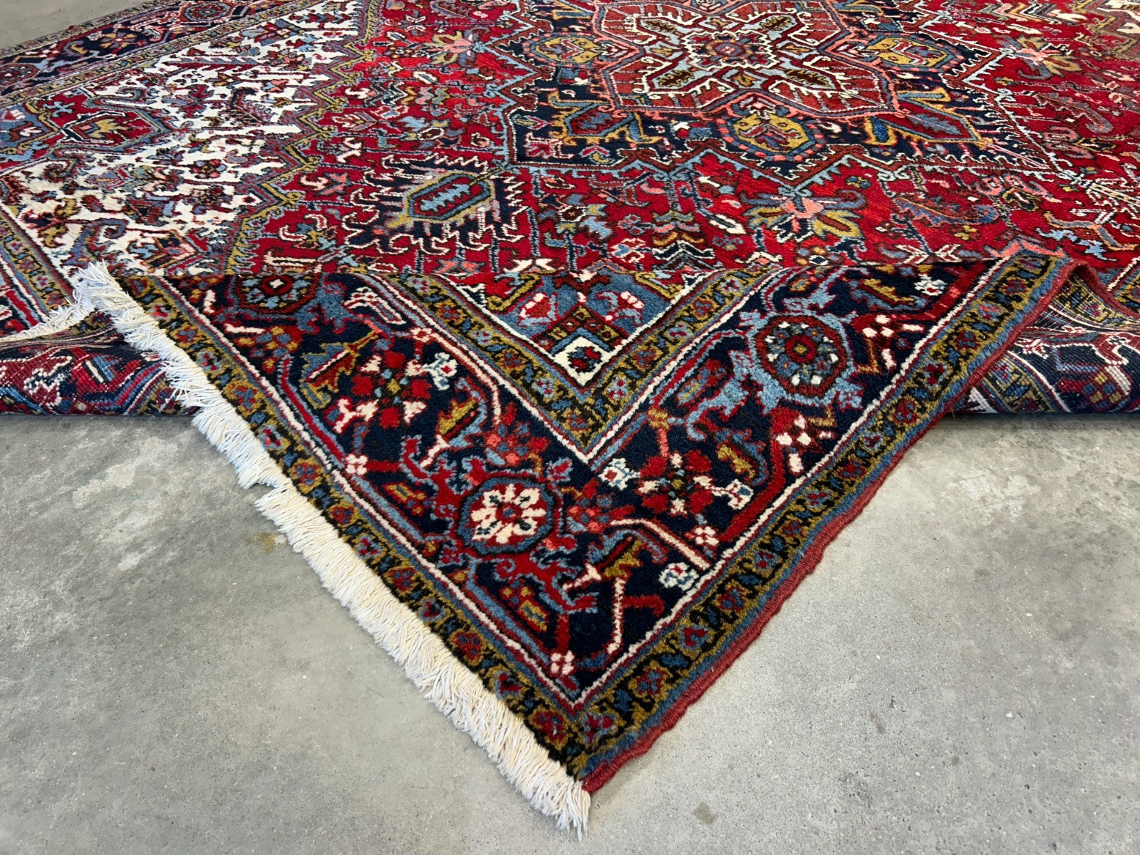 8'2"x10'8" Vintage Hand-Knotted 100% Wool Pile Herize Area Rug - Carpet