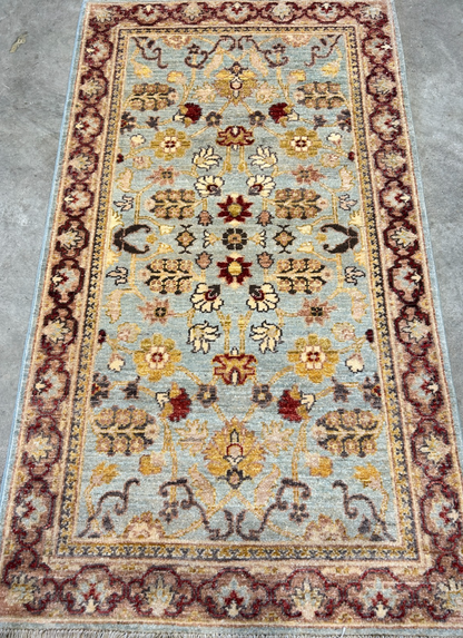 3'x5'2" Fine Hand-Knotted 100% Wool Pile Pakpishawar Area Rug