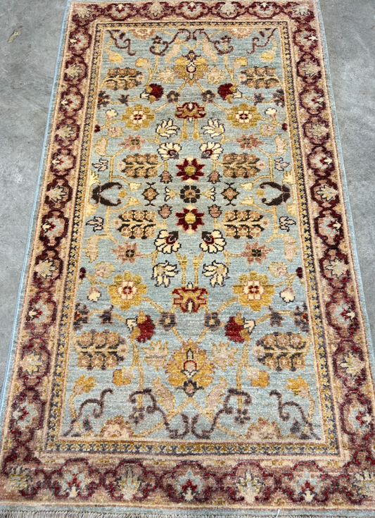 3'x5'2" Fine Hand-Knotted 100% Wool Pile Pakpishawar Area Rug