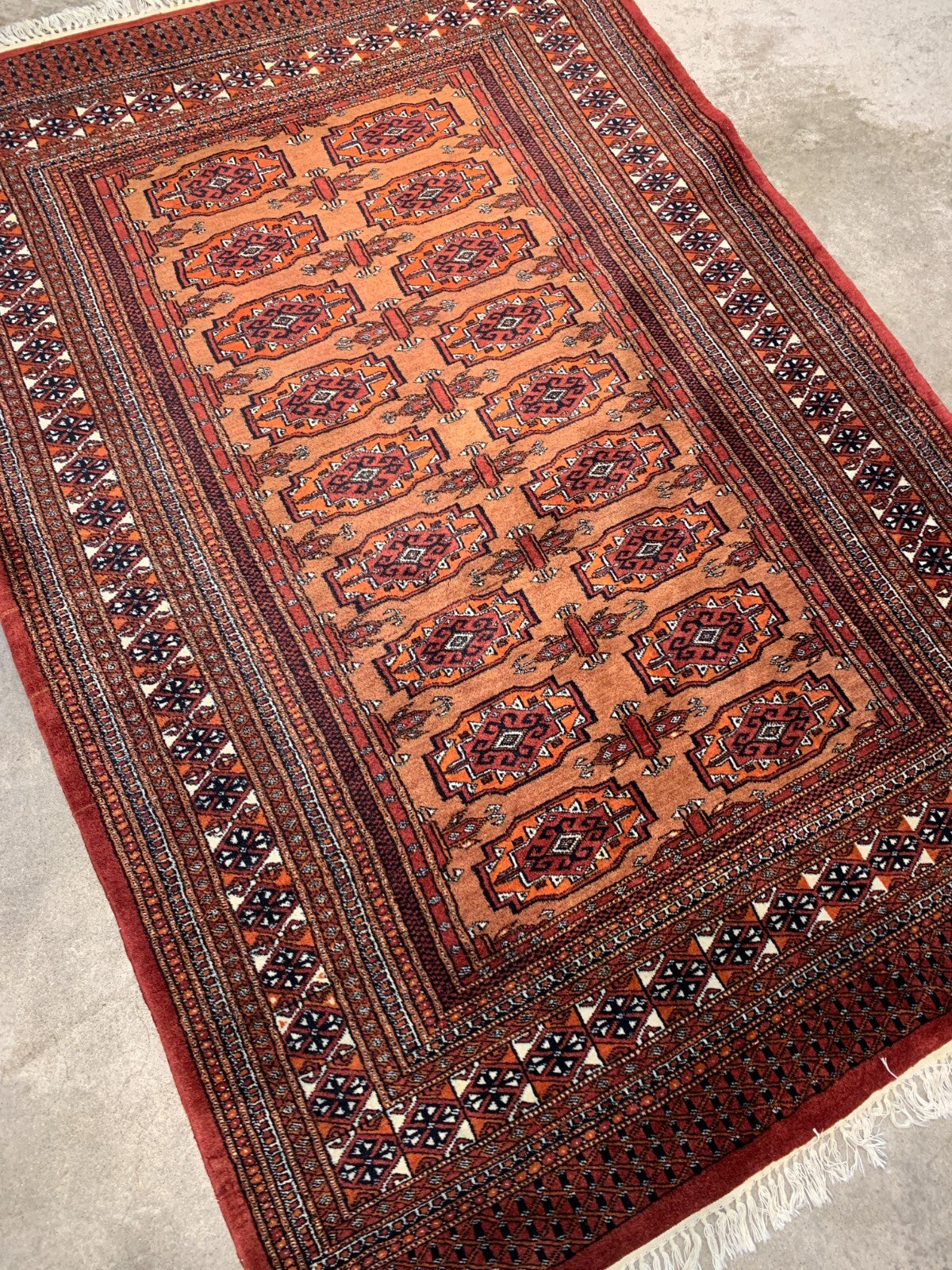 4'2" x 6'0" Hand-Knotted 100% Wool Pile Bokhara Area Rug - Carpet