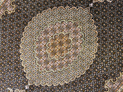 6'7"x9'7" Fine Hand-Knotted Wool & Silk Blend Tabrize Mahi Carpet - Area Rug