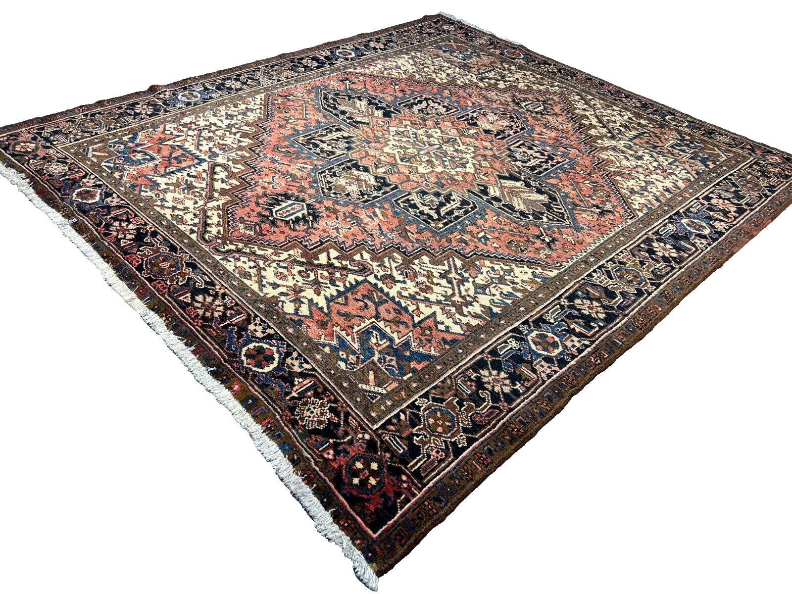 7'8"x8'10" Hand-Knotted 100% Wool Herize Carpet - Area Rug - Square Shaped