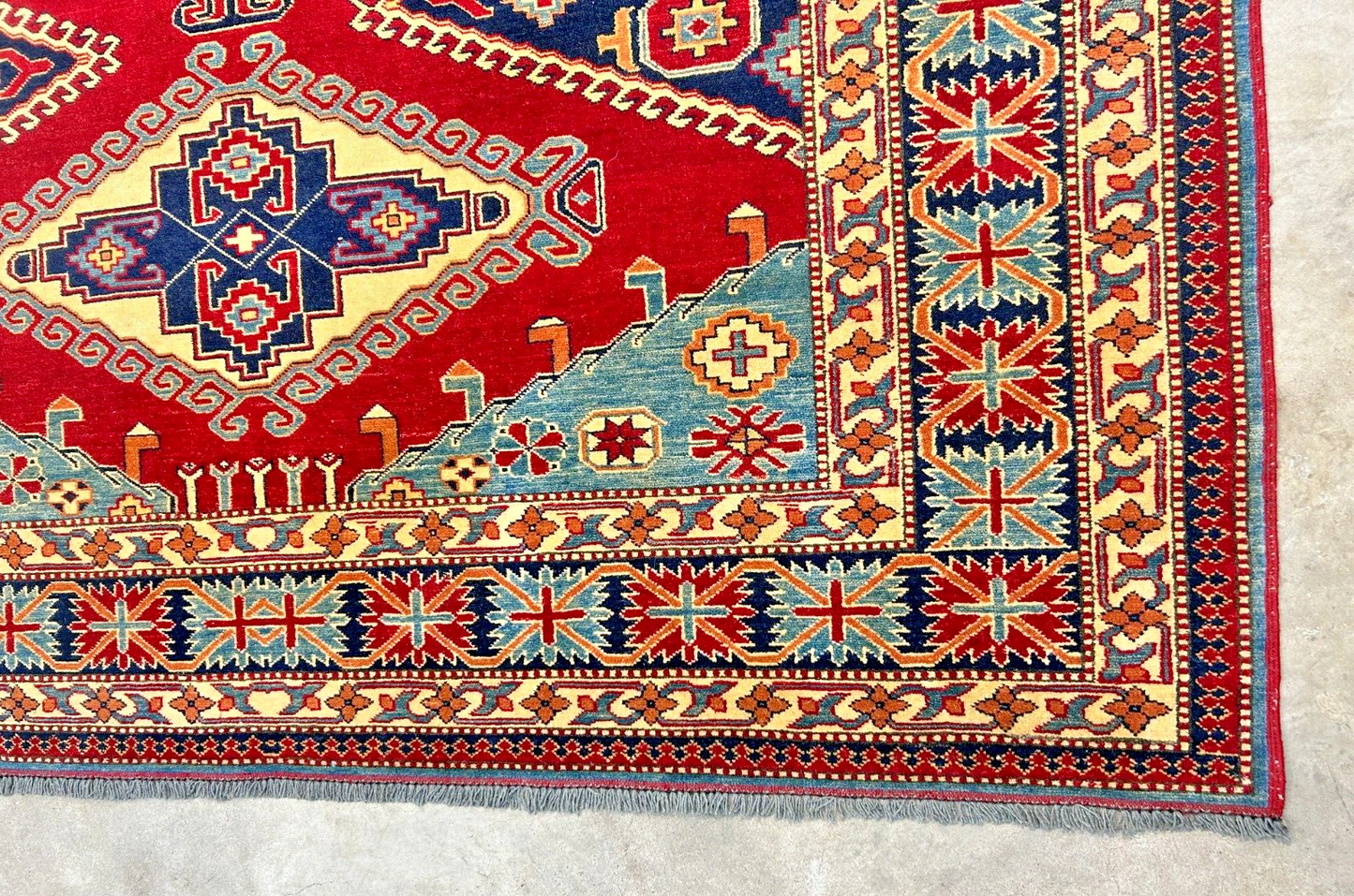 6'3"x7'10" Hand-Knotted 100% Wool Carpet - Fine Kazak Area Rug