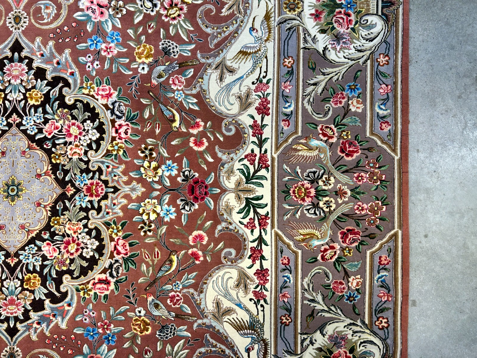 6'9"x9'10" Extra-Fine Hand-Knotted Wool & Silk Blend Tabrize Carpet - Area Rug