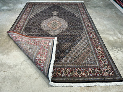 6'7"x9'10" Fine Hand-Knotted Wool & Silk Blend Tabrize Mahi Carpet - Area Rug