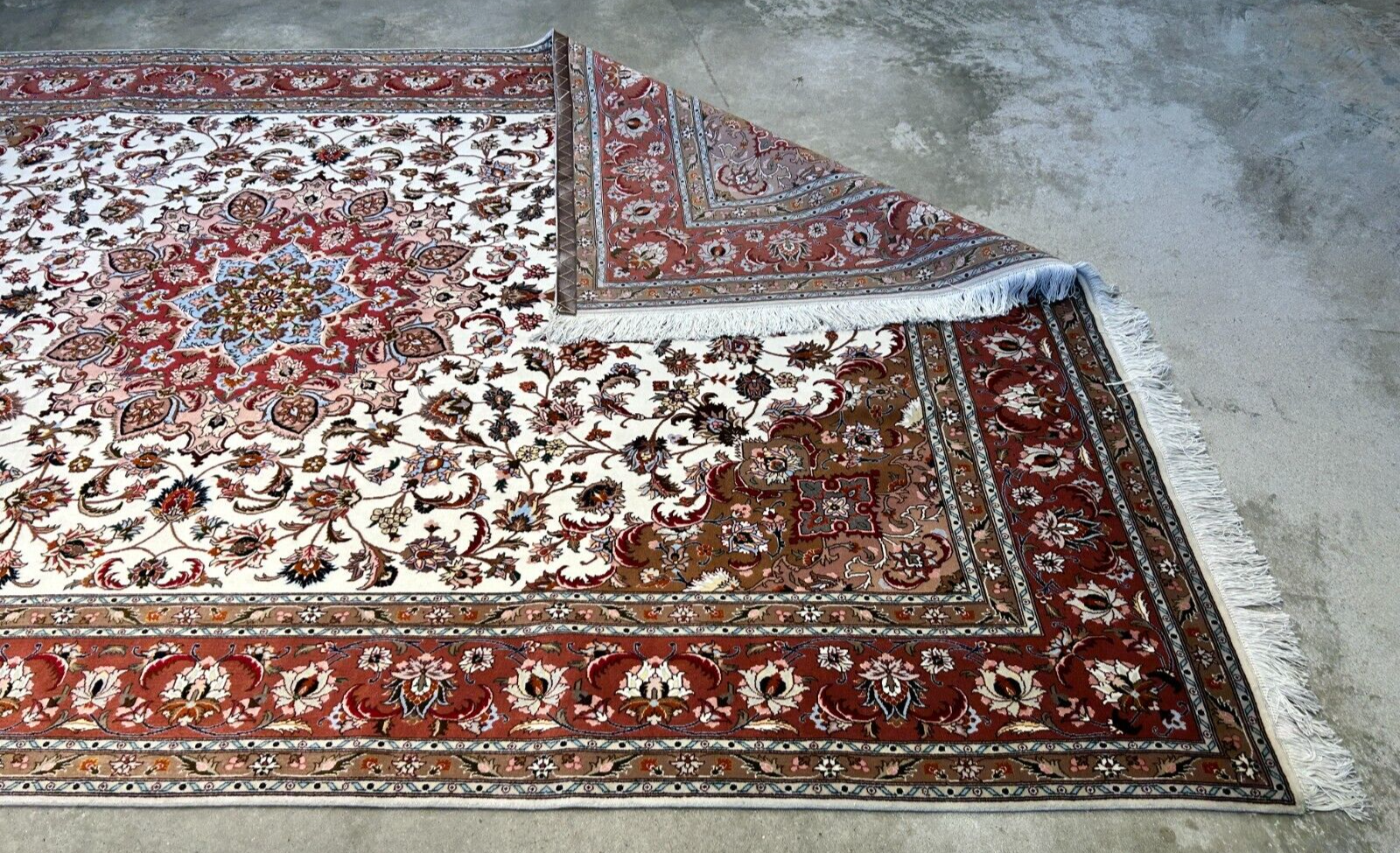 6'7"x10'1" Fine Hand-Knotted Wool & Silk Blend Tabrize Carpet - Area Rug