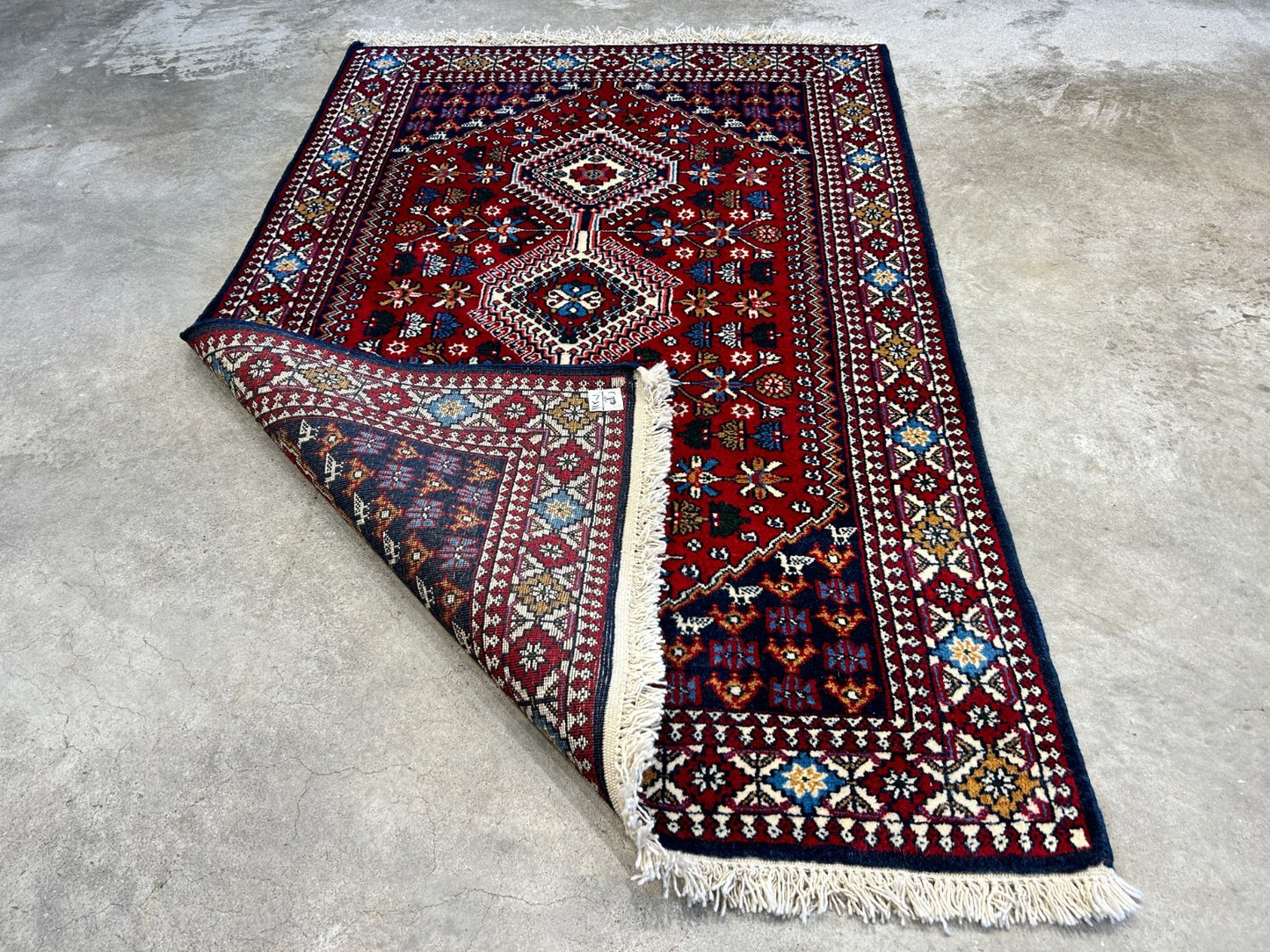 3'3"x5' Hand-Knotted 100% Wool Pile Yalamehe Rug