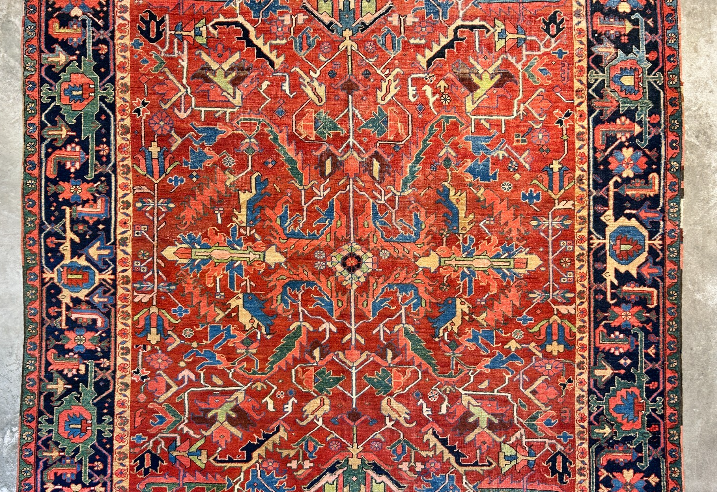 Collector Item - 9'x12'4" Antique Fine Wool Herize Serapy Hand-Knotted Rug