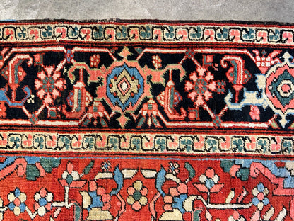 Collector Item - 9'6"x12' Antique Fine Lamb Wool Herize Serapy Hand-Knotted Rug