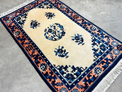 3'x5' Hand-Knotted 100% Wool Pile Art Deco Rug