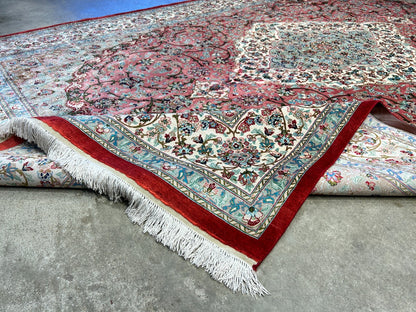6'5"x9'5" Exquisite Hand-Knotted 100% Silk Qume Rug