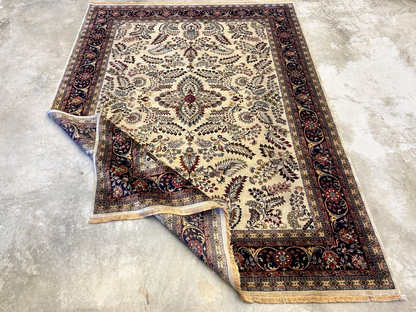 8'8"x11'8" Hand-Knotted 100% Lamb Wool Sarouke Design Carpet - Area Rug